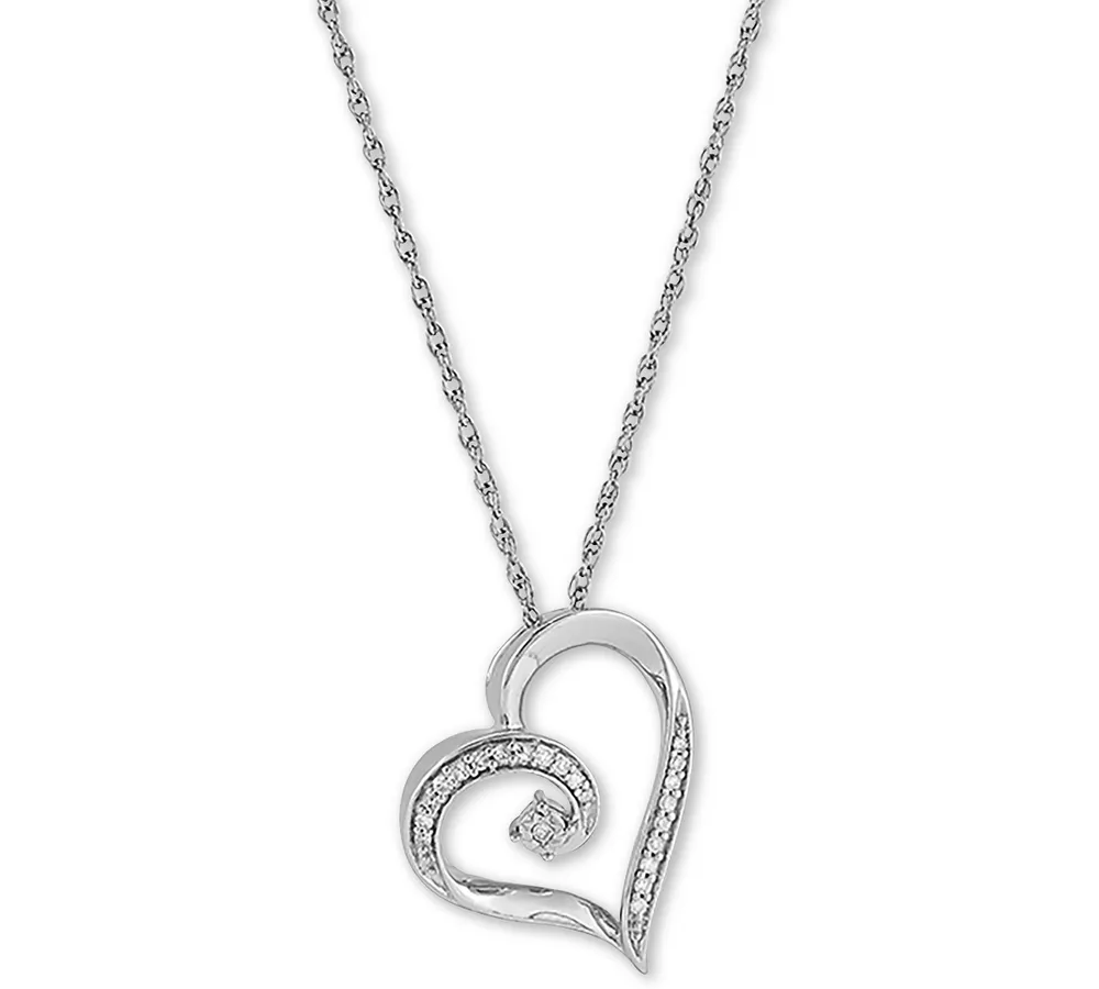 Diamond Heart Pendant Necklace (1/10 ct. t.w.) in Sterling Silver