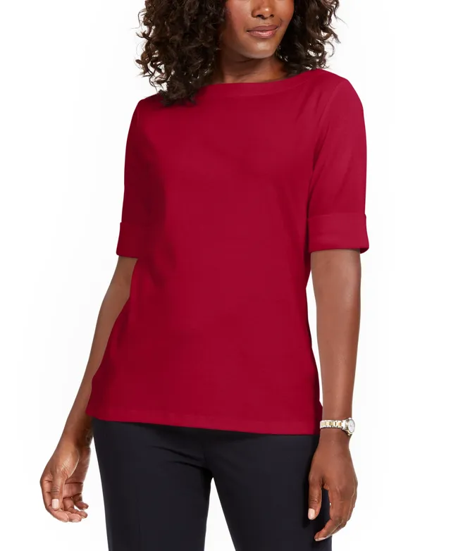 Karen Scott Cotton Short Sleeve Polo Shirt, Created for Macy's