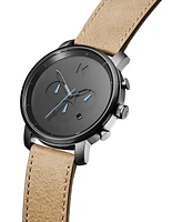 Mvmt Men's Chrono Sandstone Leather Strap Watch 45mm