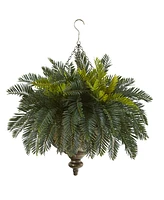 Nearly Natural Cycas Artificial Plant in Metal Hanging Bowl