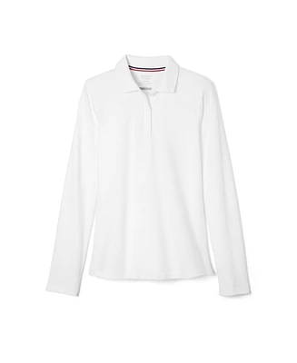 French Toast Big Girls Long Sleeve Stretch Pique Polo Shirt
