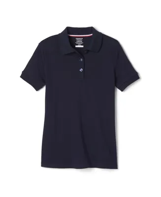 Little Girls Short Sleeve Picot Collar Interlock Polo Shirt