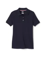 Little Girls Short Sleeve Picot Collar Interlock Polo Shirt