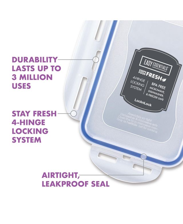 LOCK & LOCK Easy Essentials Food Storage Container Set, 4-Piece -Clear