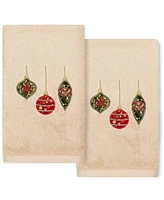 Linum Home Christmas Ornaments Embroidered 100% Turkish Cotton 2-Pc. Hand Towel Set