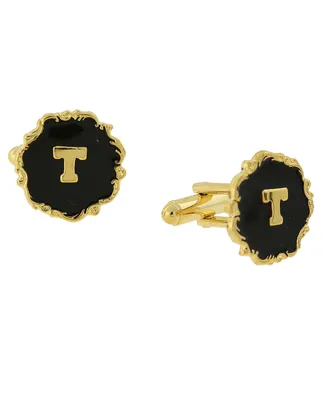 1928 Jewelry 14K Gold-Plated Enamel Initial T Cufflinks