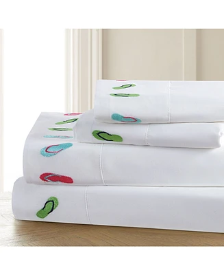 Universal Home Fashions Seaside Resort Flips Embroidered Sheet Set, King
