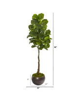 Nearly Natural 66" Fiddle Leaf Artificial Tree in Metal Bowl Real Touch