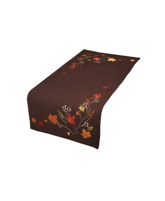 Autumn Branches Embroidered Fall Table Runner