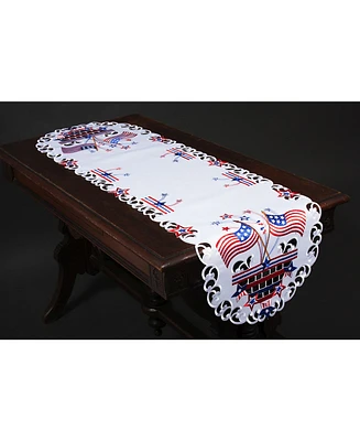 Xia Home Fashions Star Spangled Embroidered Cutwork Table Runner