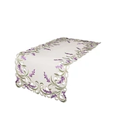 Xia Home Fashions Lavender Lace Embroidered Cutwork Table Runner