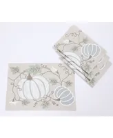 Manor Luxe Harvest Pumpkins and Vines Crewel Embroidered Fall Placemats