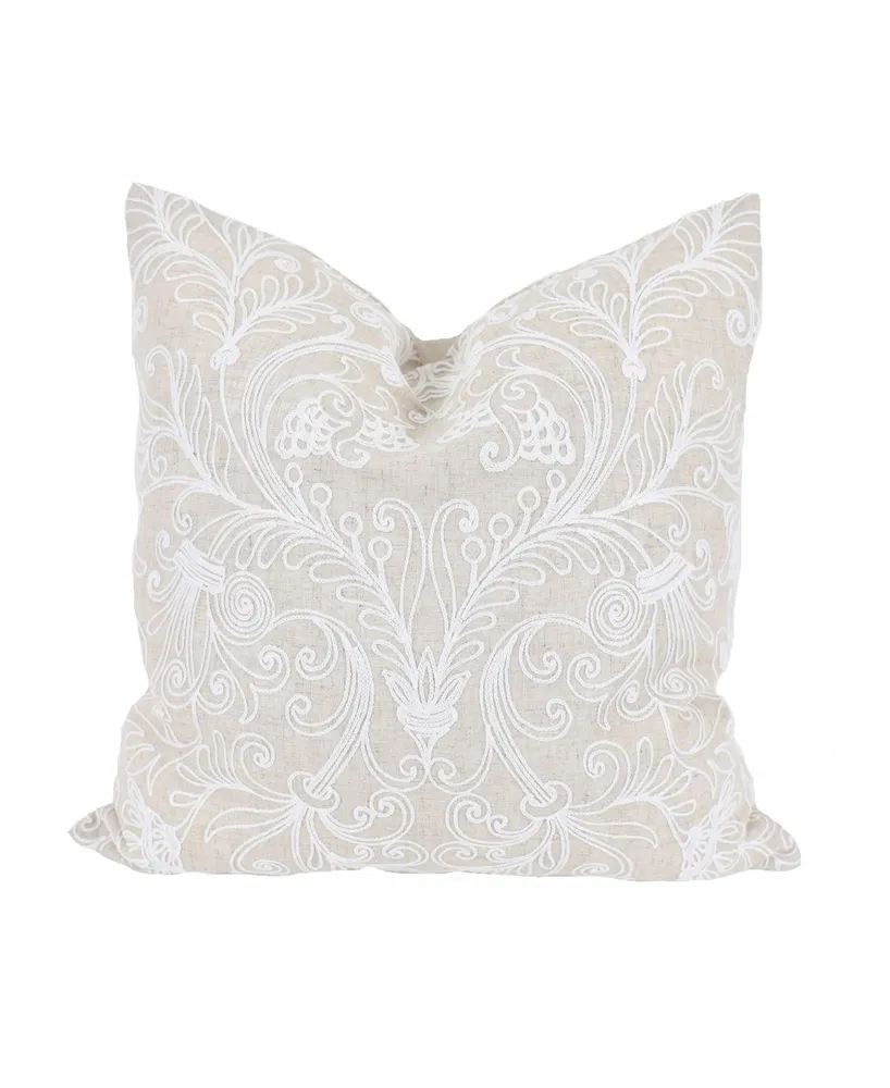 Manor Luxe Jacquard Crewel Embroidered Pillow, 20" x 20" with Feather Insert