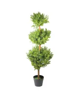 Northlight Potted Two-Tone Murraya Artificial Triple Ball Topiary Christmas Tree - Unlit