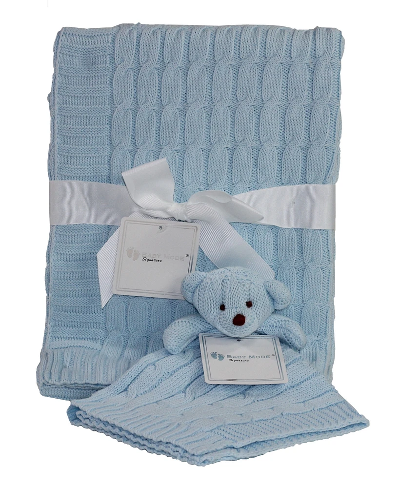 3 Stories Trading Baby Mode Signature Cable Knit Baby Blanket Gift Set