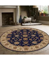 Closeout! Km Home 1592/1085/Navy Pesaro Blue 5'3" x 5'3" Round Area Rug