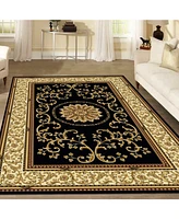 Closeout! Km Home 1419/1321/Black Navelli Black 5'5" x 8'3" Area Rug