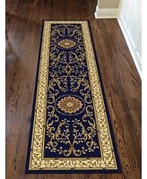 Closeout! Km Home 1419/1344/Navy Navelli Blue 2'2" x 8' Runner Rug