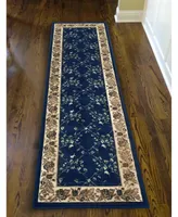 Closeout! Km Home 1590/4004/Navy Pesaro Blue 2'2" x 7'7" Runner Rug