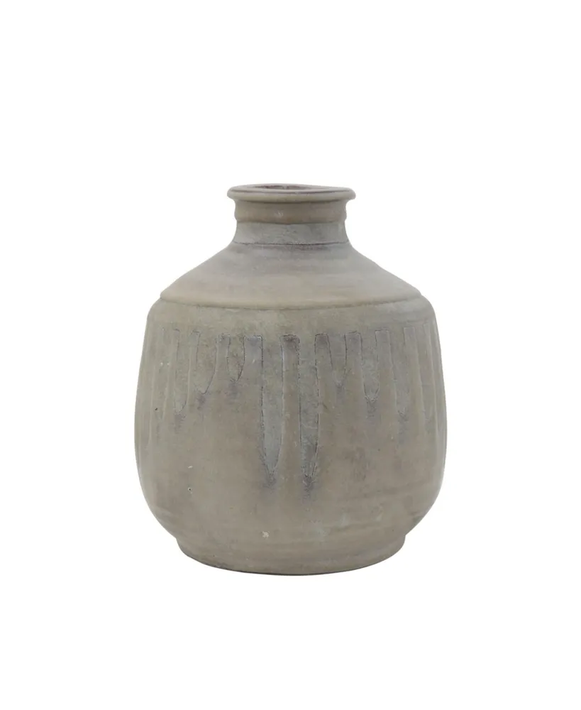 Terracotta Vase with 2-Tone Reactive Glaze, Green