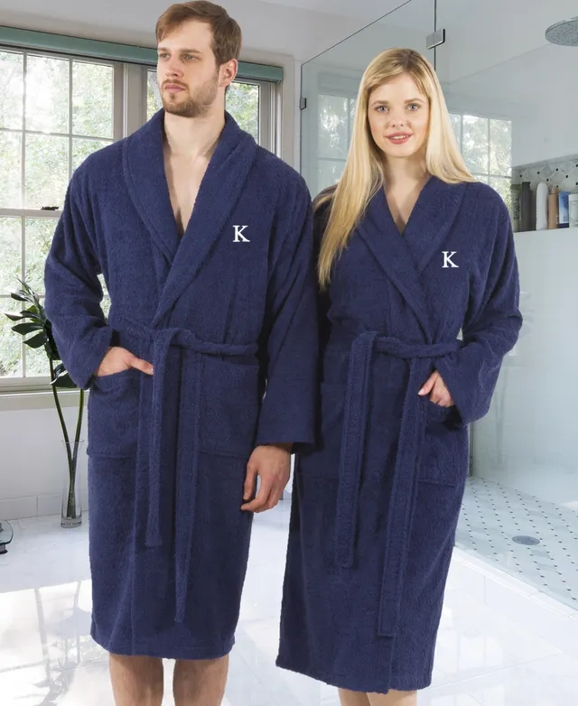 Linum Home 100% Turkish Cotton Personalized Terry Bath Robe - Gray - Macy's