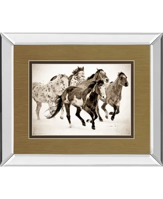 Classy Art Painted Horses Run by Carol Walker Mirror Framed Print Wall Art - 34" x 40"