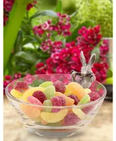 Vagabond House Glass Dip, Candy, Snack Bowl with Pewter Climbing Bunny