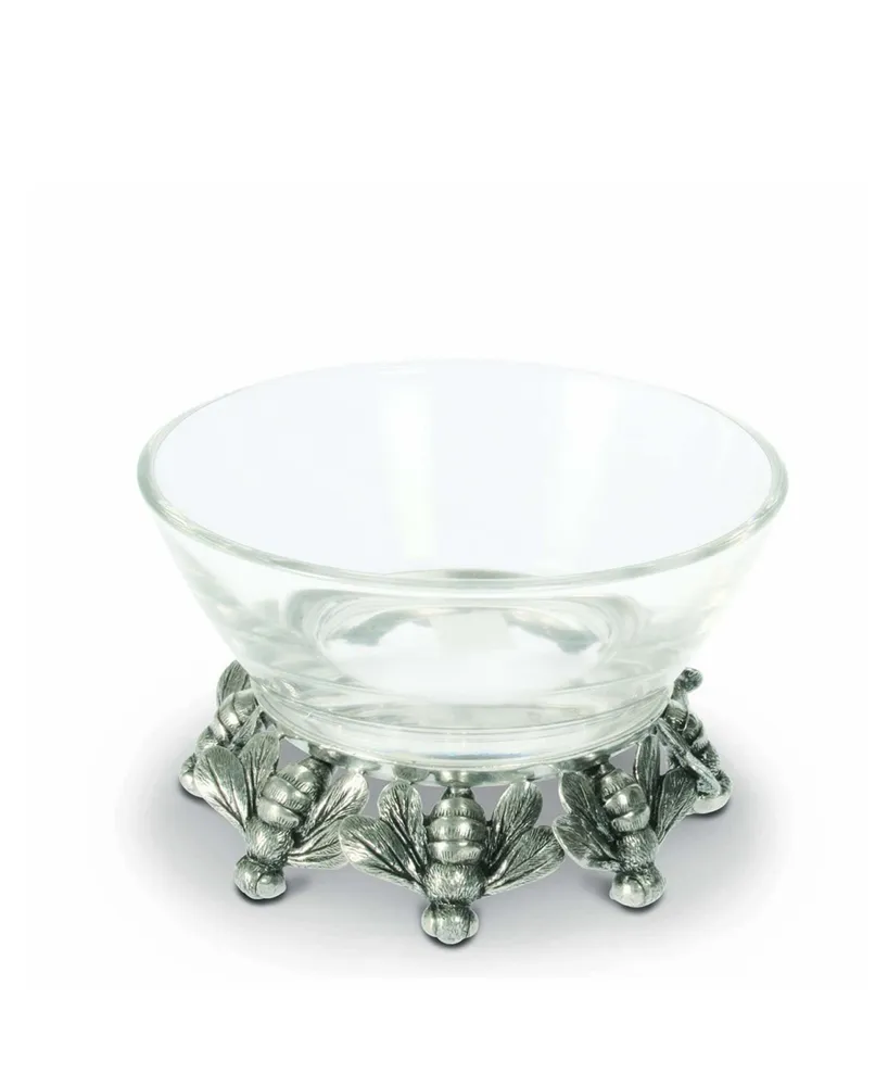 Vagabond House Pewter Honeybee Glass Bowl