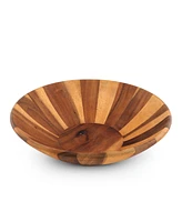 Arthur Court Salad Bowl Acacia Wood Serving for Fruits or Salads Wok Wave Style Extra Large Single Wooden Bowl