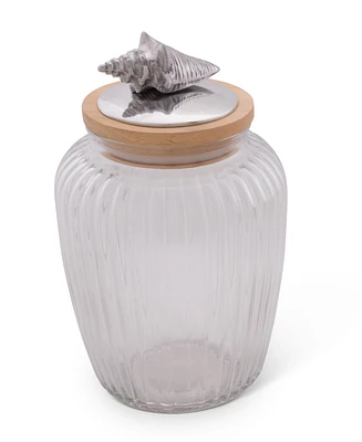 Arthur Court Canister Glass for Kitchen with Rubber Airtight Seal for Food Storage Shell Ocean Knob
