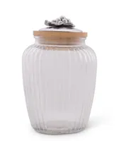 Arthur Court Canister Glass for Kitchen with Rubber Airtight Seal for Food Storage Grape Pattern Knob