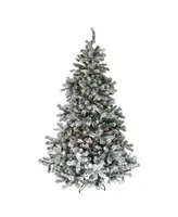 Northlight 7.5' Pre-Lit Flocked Natural Emerald Artificial Christmas Tree - Warm Clear Lights