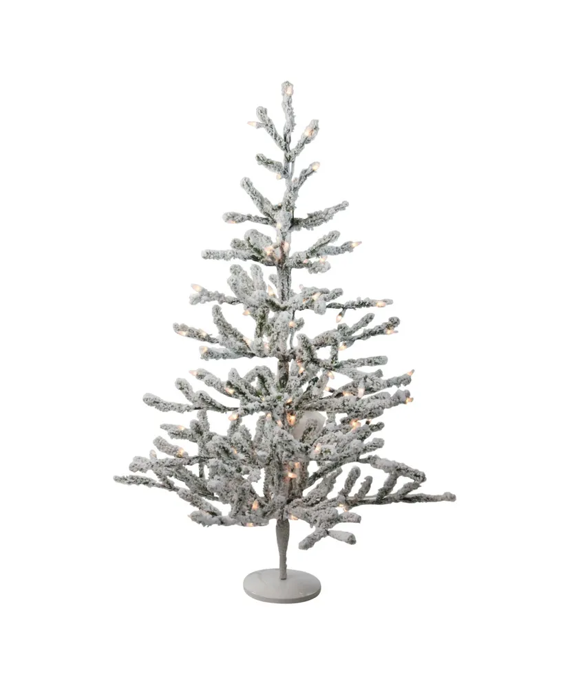 Northlight 36" Pre-Lit Flocked Alpine Coral Artificial Christmas Tree - Warm White Lights