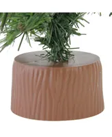 Northlight 12" Mini Canadian Pine Artificial Christmas Tree in Faux Wood Base - Unlit