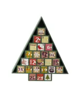 Northlight 14" Rustic Green and Red Plaid Decorative Tree Shaped Advent Christmas Calendar