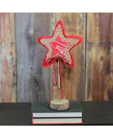 Northlight 15" Country Rustic Red and Brown Star with Bells Christmas Tabletop Decoration