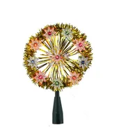 Northlight 7" Gold Tinsel Snowflake Starburst Christmas Tree Topper - Multi Lights