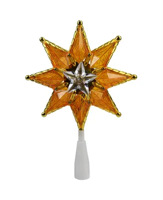 Northlight 8" Gold Mosaic 8-Point Star Christmas Tree Topper - Clear Lights