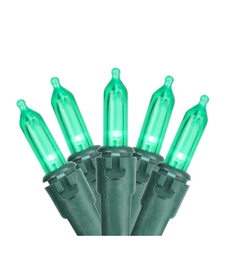 Northlight Set of 50 Green Led Mini Christmas Lights 4" Spacing - Green Wire