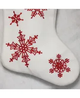 Northlight 15.25" Red and White "Merry Christmas" Snowflake Embroidered Christmas Stocking