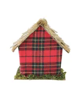 Northlight 5.25" Red Plaid Christmas Birdhouse Ornament with Heart Shaped Door