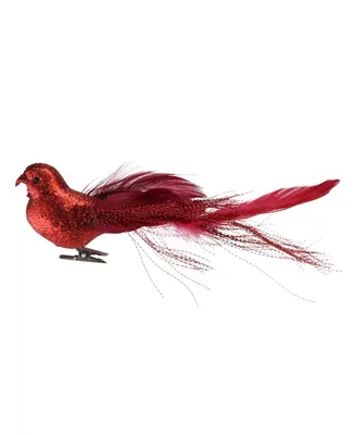 Northlight 8" Crimson Red Glittered Bird Figure Clip-On Christmas Ornaments