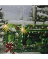 Northlight Fiber Optic and Led Lighted Merry Christmas Tractor Canvas Wall Art 12" x 15.75"