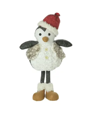 Northlight Plush Standing Penguin Christmas Figure Wearing a Fur Vest 24 Inches