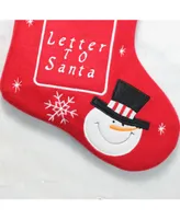 Northlight 16" Red and White Embroidered Snowmen Letter to Santa Christmas Stocking