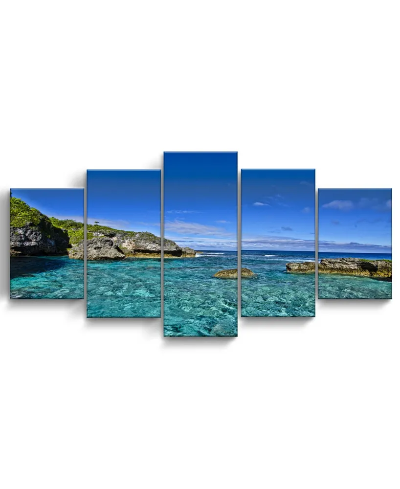 Ready2HangArt Grunge Pano Ii 5 Piece Wrapped Canvas Coastal Wall Art Set, 30" x 60"