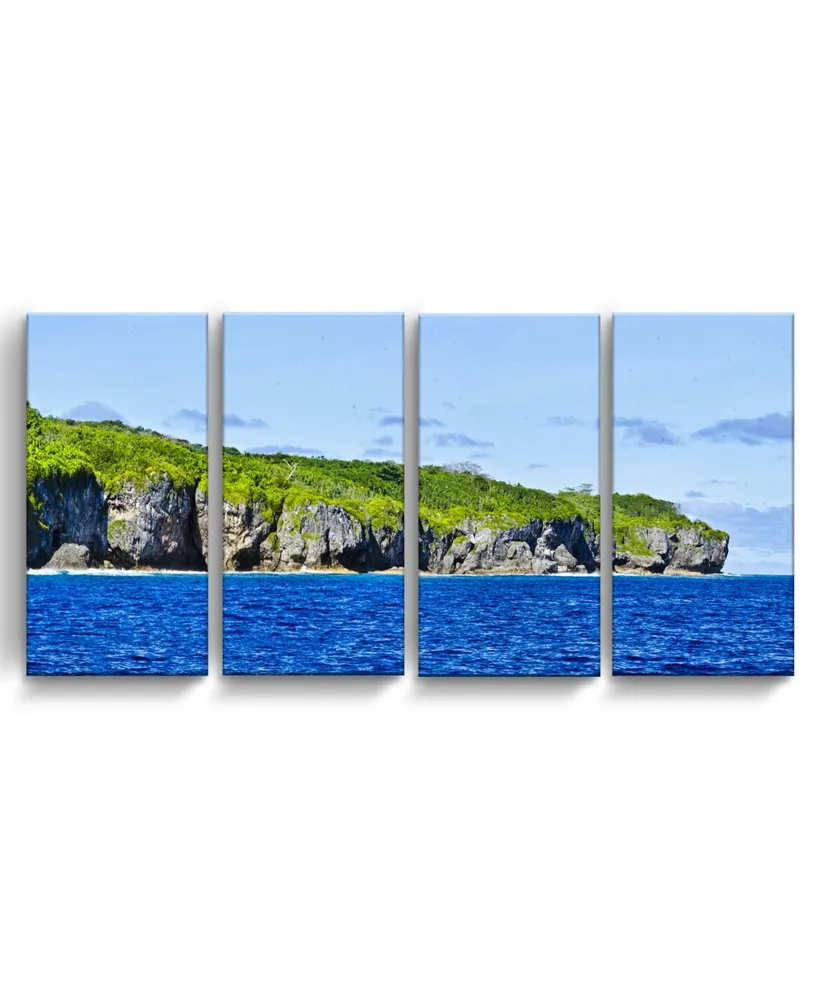 Ready2HangArt Niue Pano 4 Piece Wrapped Canvas Coastal Wall Art Set, 24" x 48"