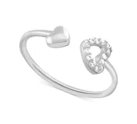 And Now This Crystal Heart Open Toe Ring in Silver-Plate