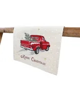 Manor Luxe Merry Christmas Truck Embroidered Table Runner
