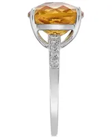 Citrine (7 ct. t.w.) & Diamond (1/10 ct. t.w.) Statement Ring in Sterling Silver